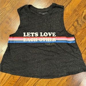 Spiritual Gangster Let’s Love Each Other Tank Top Size M Charcoal Gray